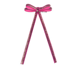 Shiny Ribbon Hair Clip – Shades of pink & Silver & Gold